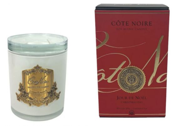 SAIGON GARDEN Свеча 185 гр, белый стаканчик, золотой декор, Д 13,5х8х8 см, соевый воск, время