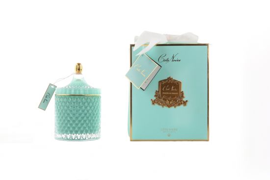 Свеча большая, бирюзовый,  кисть ароматизированная,  соевый воск, 450 гр, время горения 200 ч Grand Blue Art Deco, арт. GML45005 COTE NOIRE