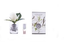 Ароматизированная роза, цвет слоновая кость,  прозрачная ваза, 1 спрей, Д  13,5х8х8 см ROSE BUD ivory, арт. GMR41 COTE NOIRE