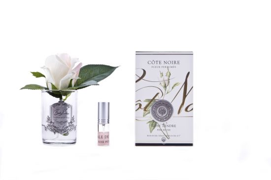 Ароматизированная роза, светло-розовый,  прозрачная ваза, 1 спрей            Д  13,5х8х8 см ROSE BUD blush, арт. GMR42 COTE NOIRE