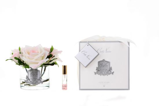 Букет из 5 роз ароматизированный, цвет светло-розовый, прозраная ваза, 1 спрей   Д  17х17х17 см FIVE ROSE Pink blush, арт. GMR62 COTE NOIRE