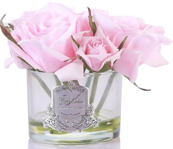 Букет из 5 роз ароматизированный, цвет розовый, прозрачная ваза, 1 спрей  Д  17х17х17 см FIVE ROSE french pink, арт. GMR66 COTE NOIRE