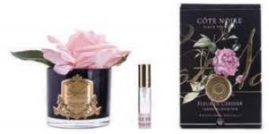 Ароматизированная роза,цвет розовый,  черная  ваза, 1 спрей                    Д  16х10,5х10,5 см FRENCH ROSE cherry blossom pink, арт. GMRB03 COTE NOIRE