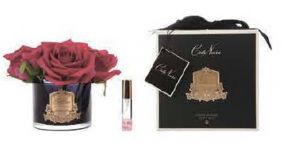 Букет из 5 роз ароматизированный, цвет красный, черная ваза, 1 спрей  Д  17х17х17 см FIVE ROSE Carmine red, арт. GMRB64 COTE NOIRE