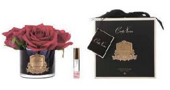 Букет из 5 роз ароматизированный, цвет красный, черная ваза, 1 спрей  Д  17х17х17 см FIVE ROSE Carmine red, арт. GMRB64 COTE NOIRE