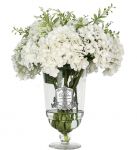 Букет гортензий, белый, 2 спрея по 10 мл , серебряный декор, Grand summer hydrangeas White Silver