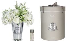 Диффузор букет розы с гортензиями, 2 спрея по 10 мл, белый, серебряная ваза, Grand Summer Posy White