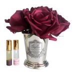 Букет роз цвет красный , ваза металл, 2 спрея Д  21х17х17 см SEVEN ROSE Carmine red, арт. SMB04 COTE NOIRE