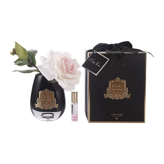 Роза, ,бело-розовый, темная ваза, 1 спрей Д  21х17х17 см TEA ROSE blush, арт. STR04 COTE NOIRE