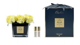 SQUARE 9 ROSE yellow black  Букет 9 роз, цвет желтый, квадратная черная ваза