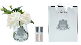 TEA ROSE Pink blush clear   Роза, цвет светло-розовый, прозрачная ваза, 2 спрея  5 мл   Д  21х17х1