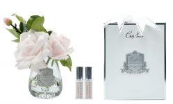 TEA ROSE french pink Букет роз, цвет розовый, прозрачная ваза, 2 спрея 5 мл Д 21х17х17 см