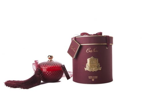 Свеча 300 гр, кисточка ароматизированная, спрей  5 мл для кисточки,  соевый воск, время горения 65 ч Д  21х17х17 см, Red  Round Art Deco, COTE NOIRE GML30007