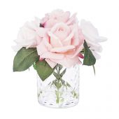 Ароматизированный букет розовых роз, в стеклянной вазе с рельефом "Ёлочка", 2 спрея, Д  21х17х17 см HERRINGBONE FLOWER CLEAR, арт. HCF08 COTE NOIRE